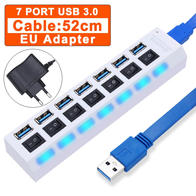 USB 3.0 Multi-Port Hub with Switch