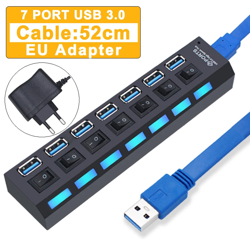 USB 3.0 Multi-Port Hub with Switch