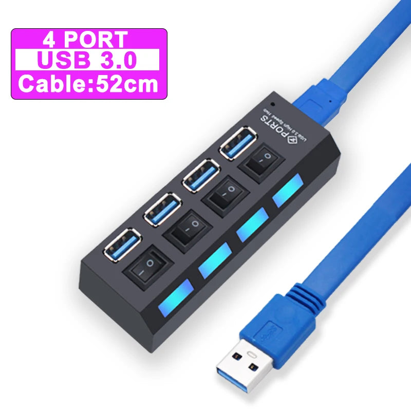 USB 3.0 Multi-Port Hub with Switch