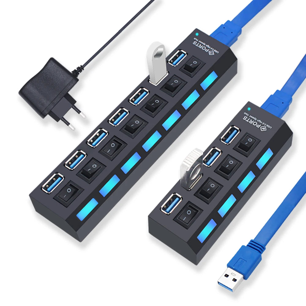 USB 3.0 Multi-Port Hub with Switch