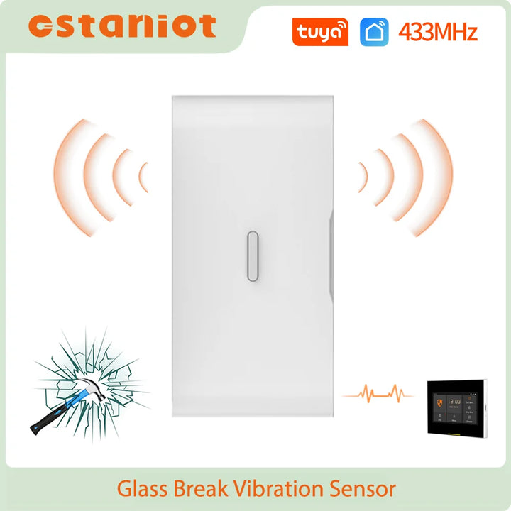 Ostaniot 433MHz EV1527 Wireless Glass Break & Vibration Sensor