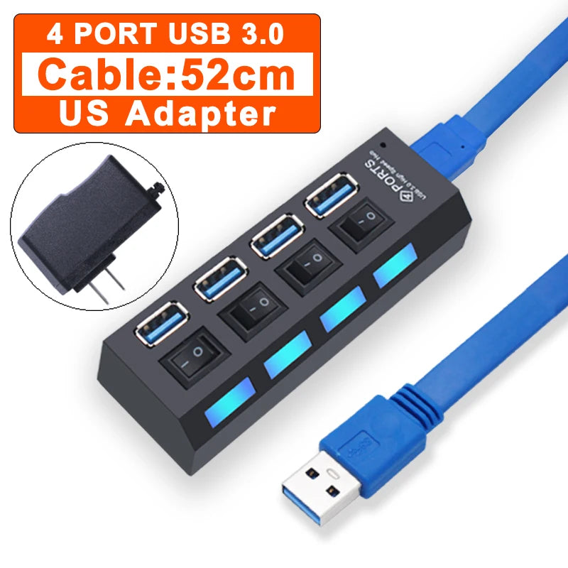 USB 3.0 Multi-Port Hub with Switch
