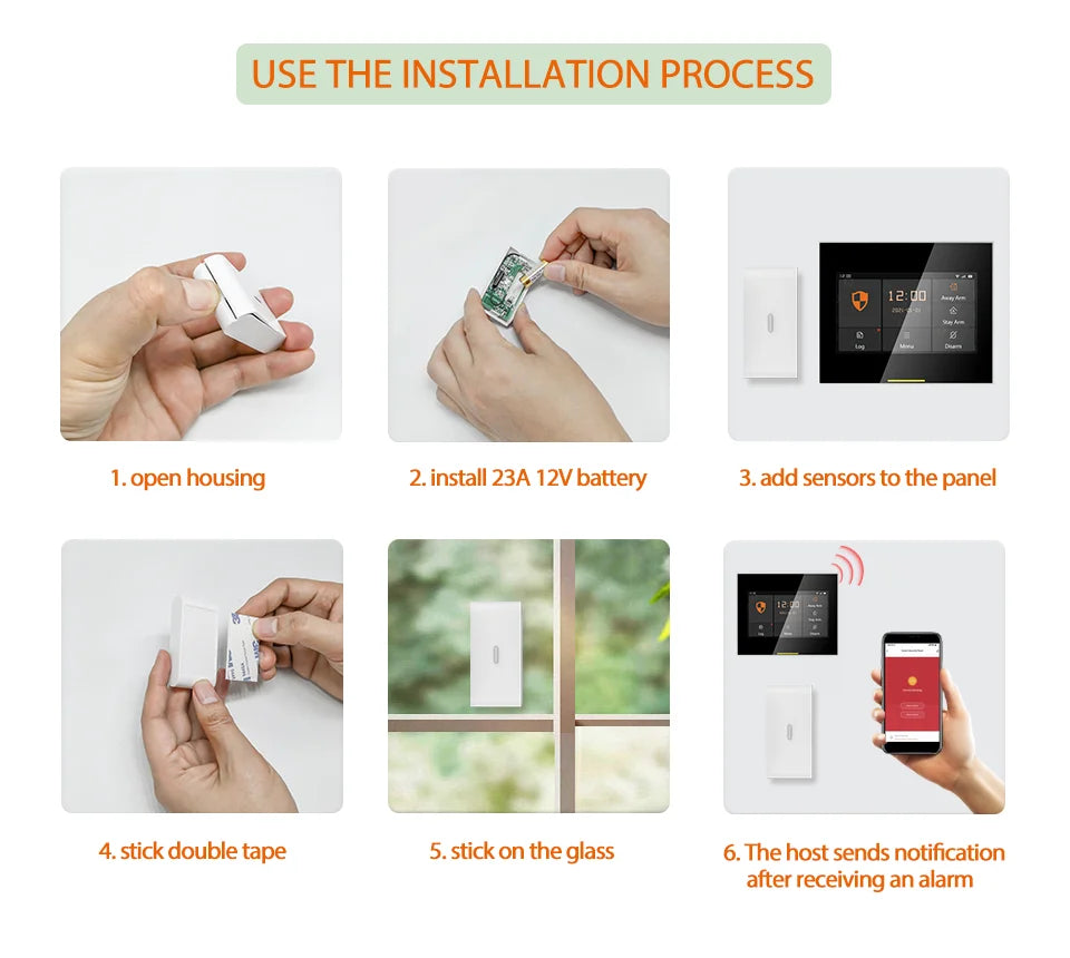 Ostaniot 433MHz EV1527 Wireless Glass Break & Vibration Sensor