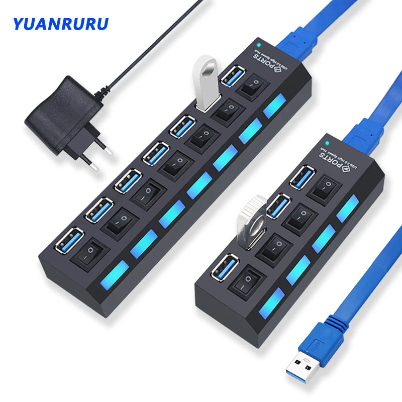 USB 3.0 Multi-Port Hub with Switch