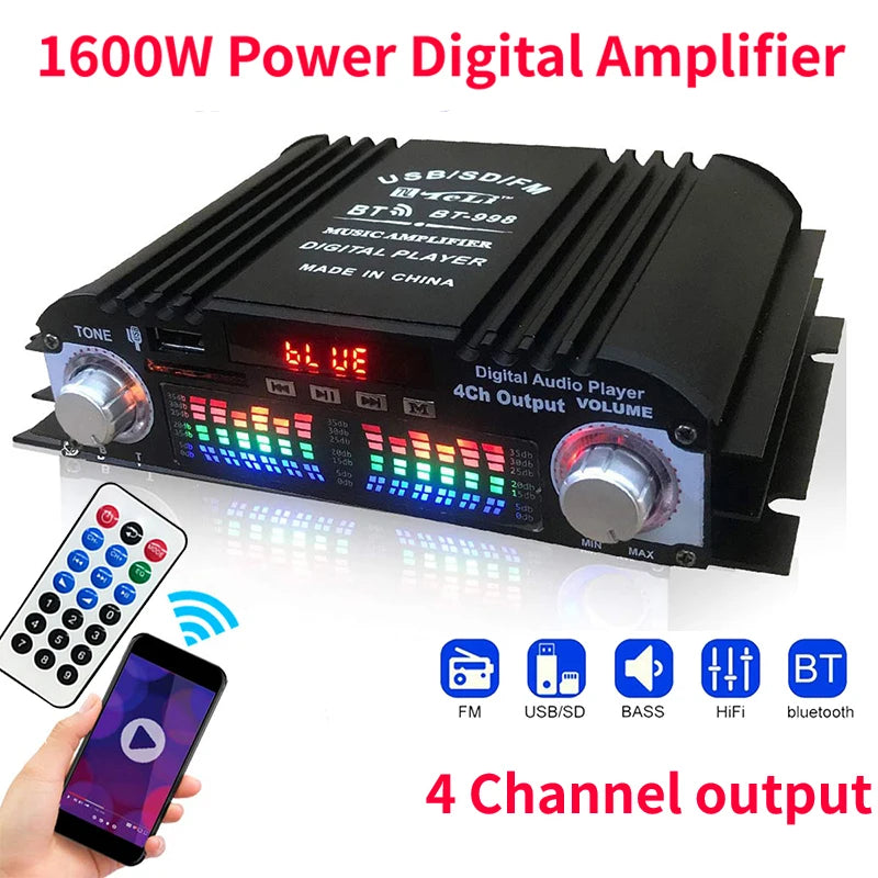 1600W 4-Channel HiFi Digital Audio Amplifier