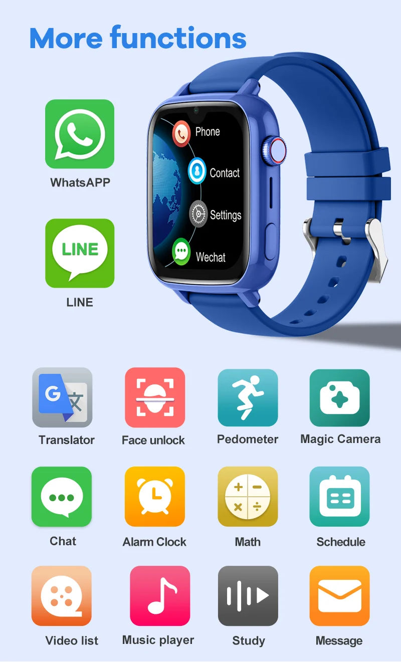 4G Kids Smart Watch with GPS, WiFi, Video Call, SOS, Camera & Location Tracker