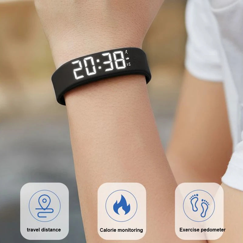 LED Smart Bracelet – Waterproof Fitness Band with Pedometer