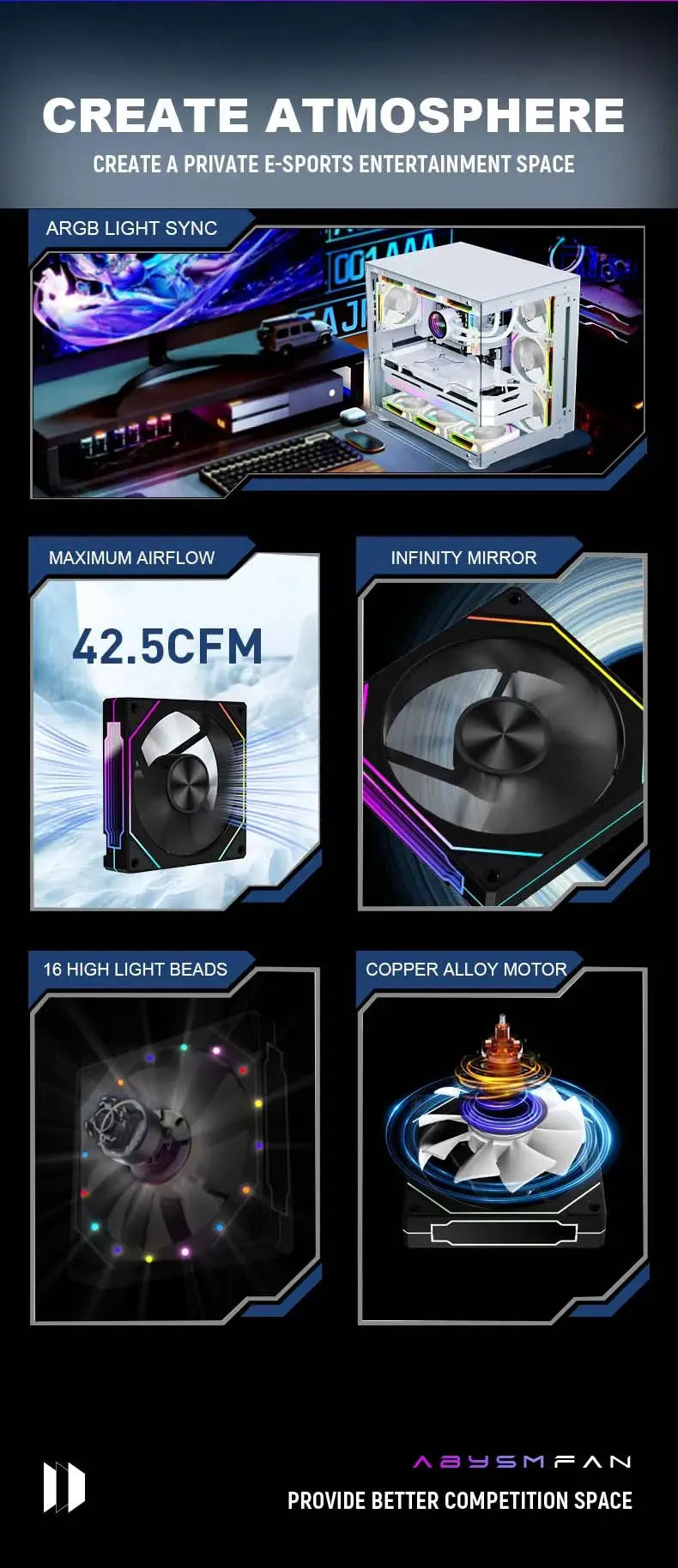 LDPCSJ PRISM 5 PRO 120mm ARGB PWM Computer Cooling Fan