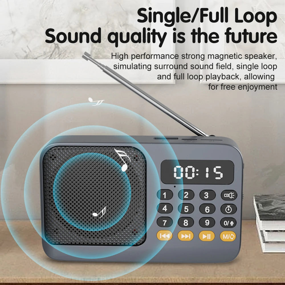 Portable Digital FM Radio Music Player with USB/TF Support and LED Display