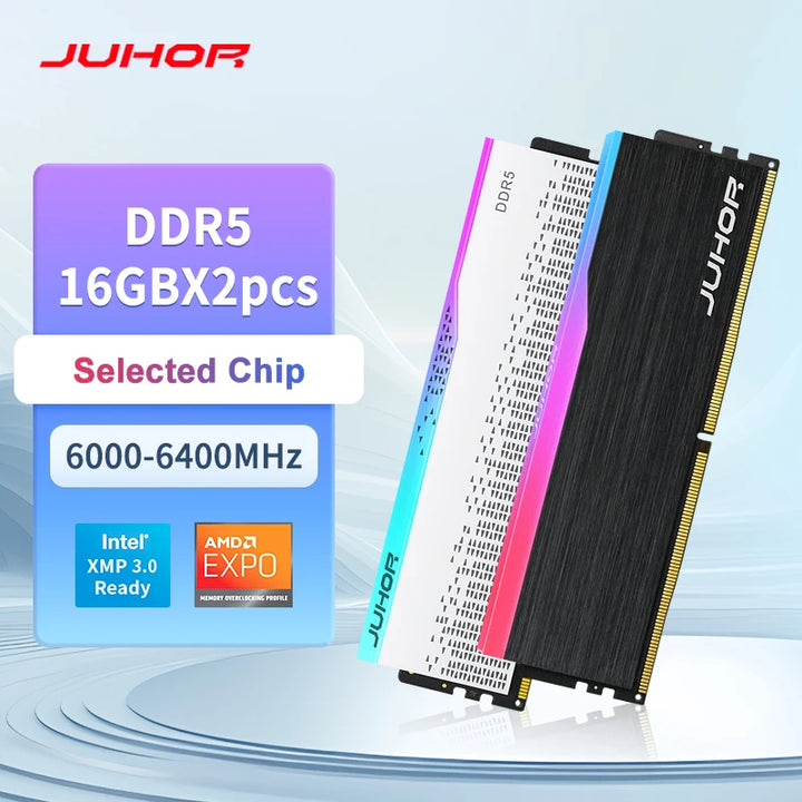 JUHOR RGB DDR5 RAM 16GB 6000/6400MHz PC5 Desktop Memory Module