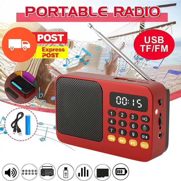 Portable Digital FM Radio Music Player with USB/TF Support and LED Display