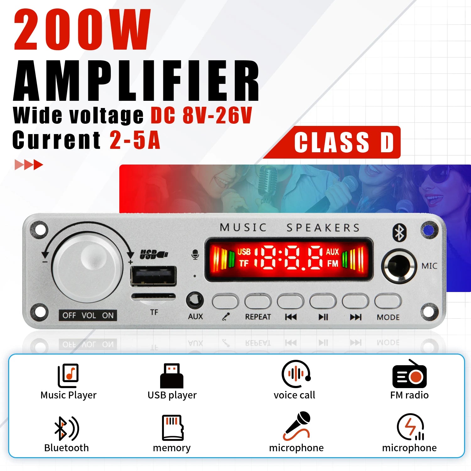 200W Bluetooth Audio Amplifier Board