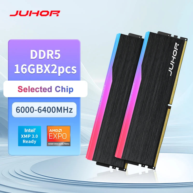 JUHOR RGB DDR5 RAM 16GB 6000/6400MHz PC5 Desktop Memory Module