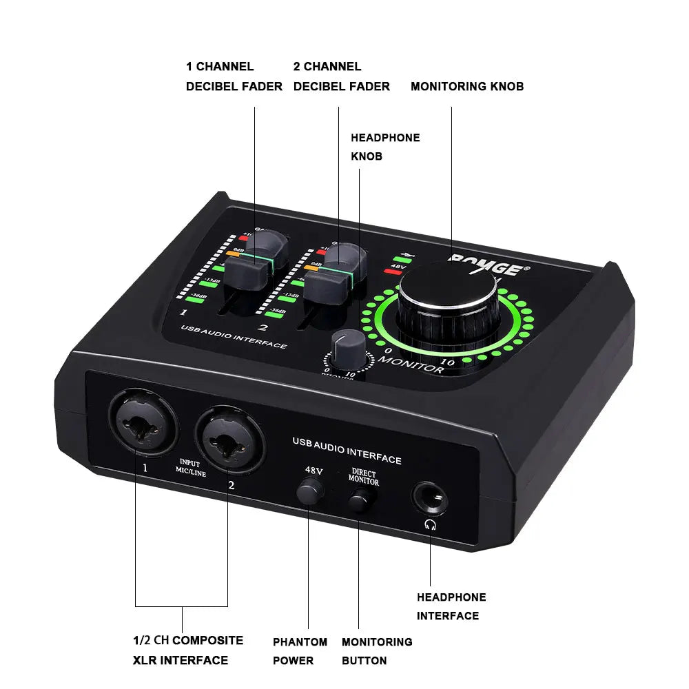 BOMGE Mini 2-Channel USB Audio Interface