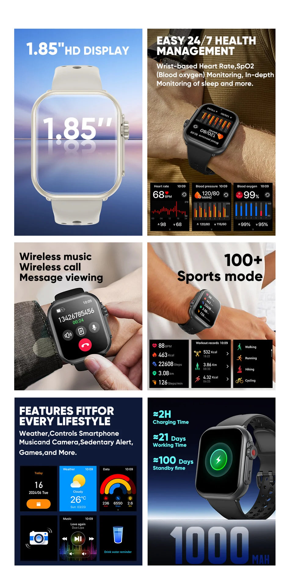 Smartwatch Ultra 2 – 1.85" HD Touch Screen