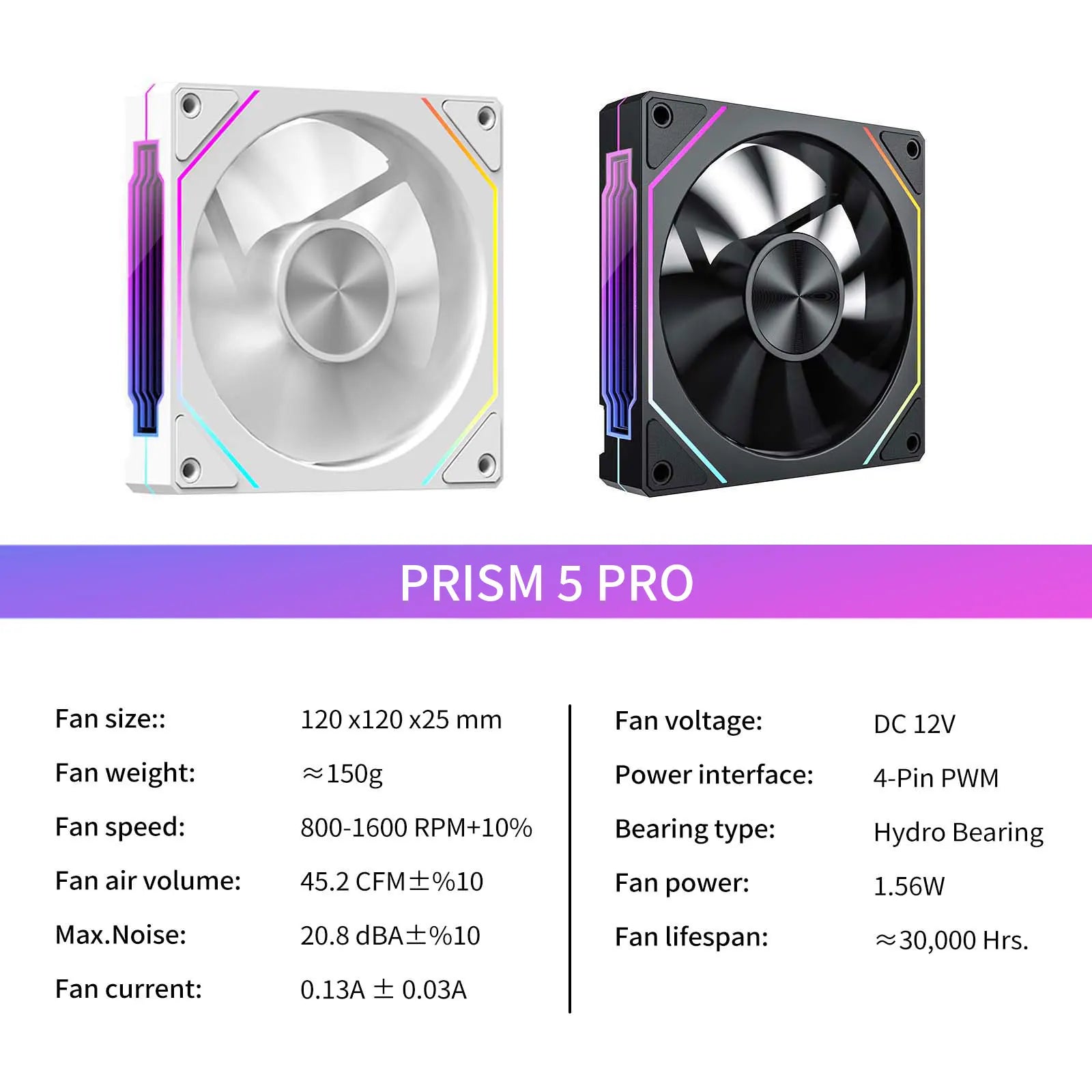 LDPCSJ PRISM 5 PRO 120mm ARGB PWM Computer Cooling Fan