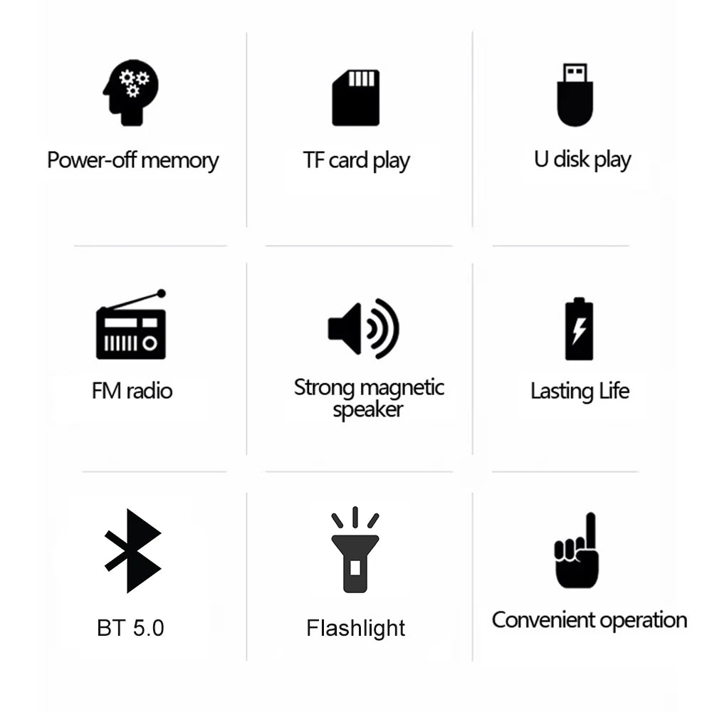 Portable Digital FM Radio Music Player with USB/TF Support and LED Display