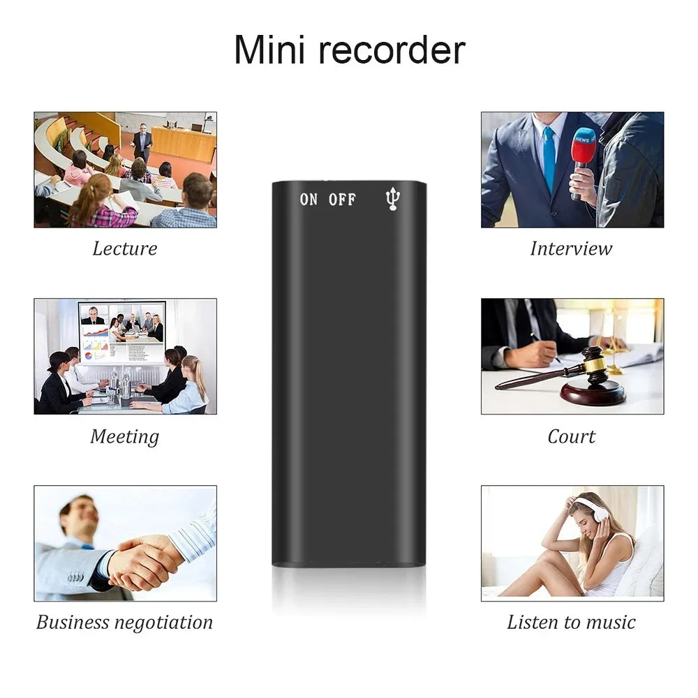 3-in-1 Digital Voice Recorder & MP3 Player – 192Kbps Mini Audio Recorder