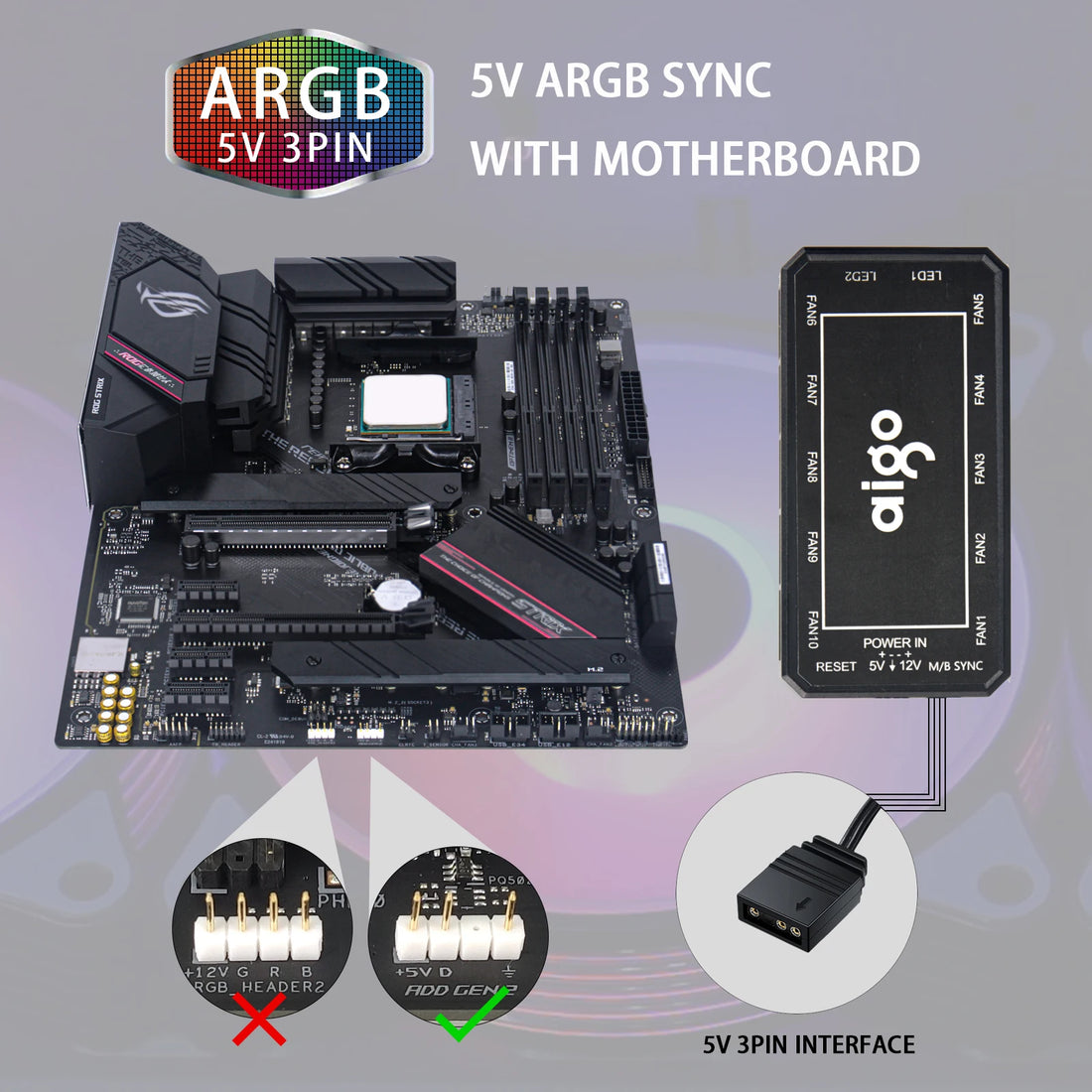 Aigo AR12 120mm ARGB PC Case Fan
