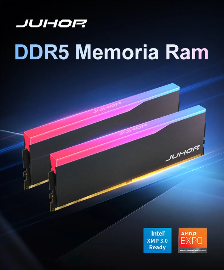 JUHOR RGB DDR5 RAM 16GB 6000/6400MHz PC5 Desktop Memory Module