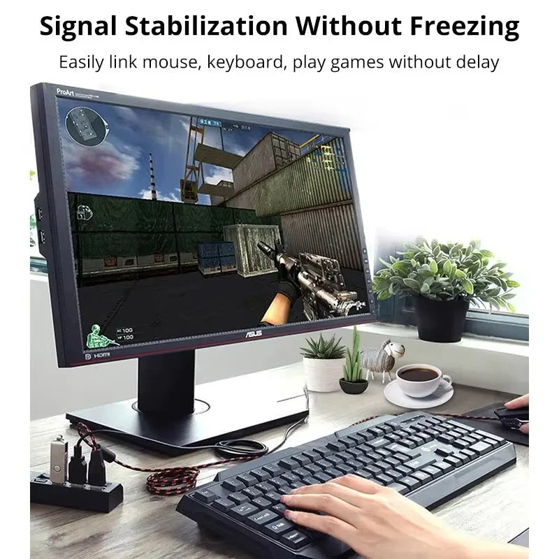 7-Port USB 2.0 Extension Hub Splitter for PC, Laptop, and Desktop