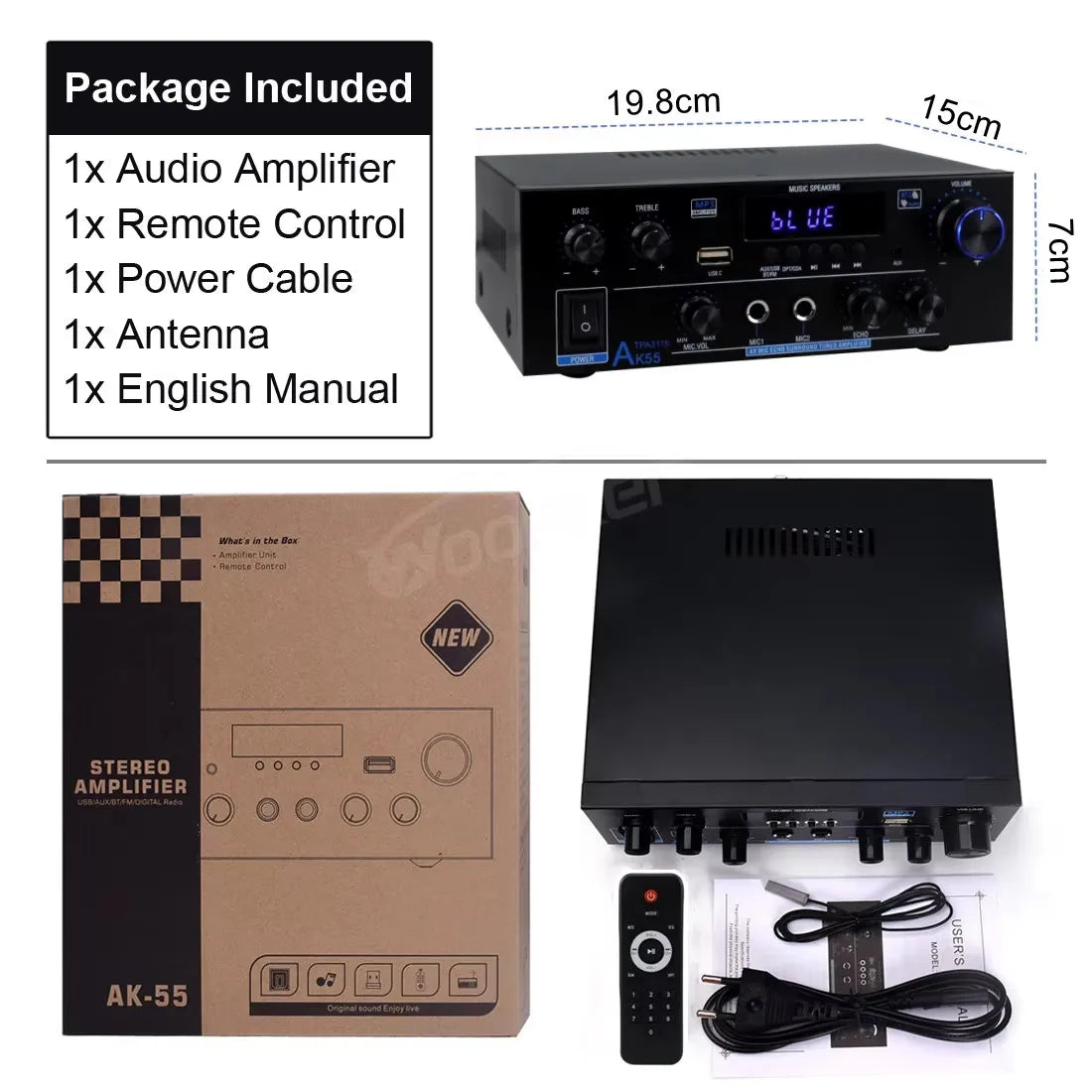 Woopker AK Series Digital Bluetooth Amplifier