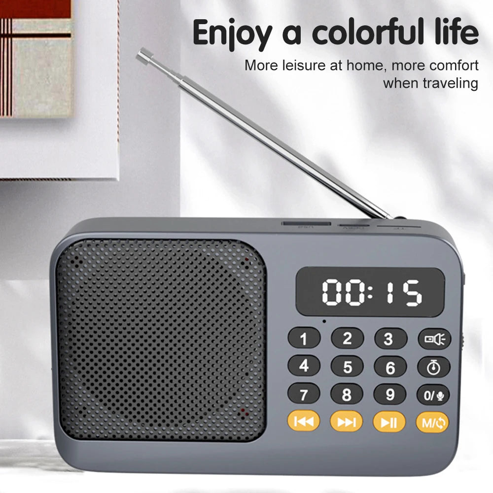 Portable Digital FM Radio Music Player with USB/TF Support and LED Display