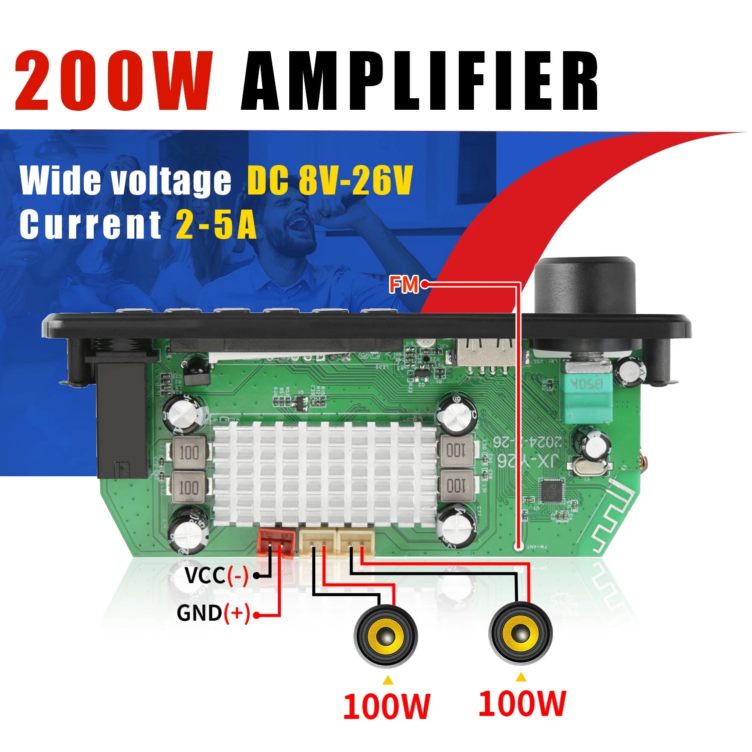 200W Bluetooth Audio Amplifier Board