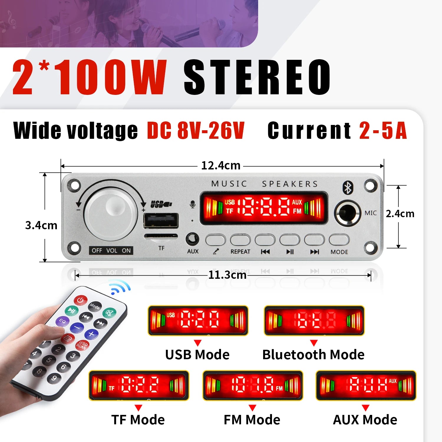 200W Bluetooth Audio Amplifier Board