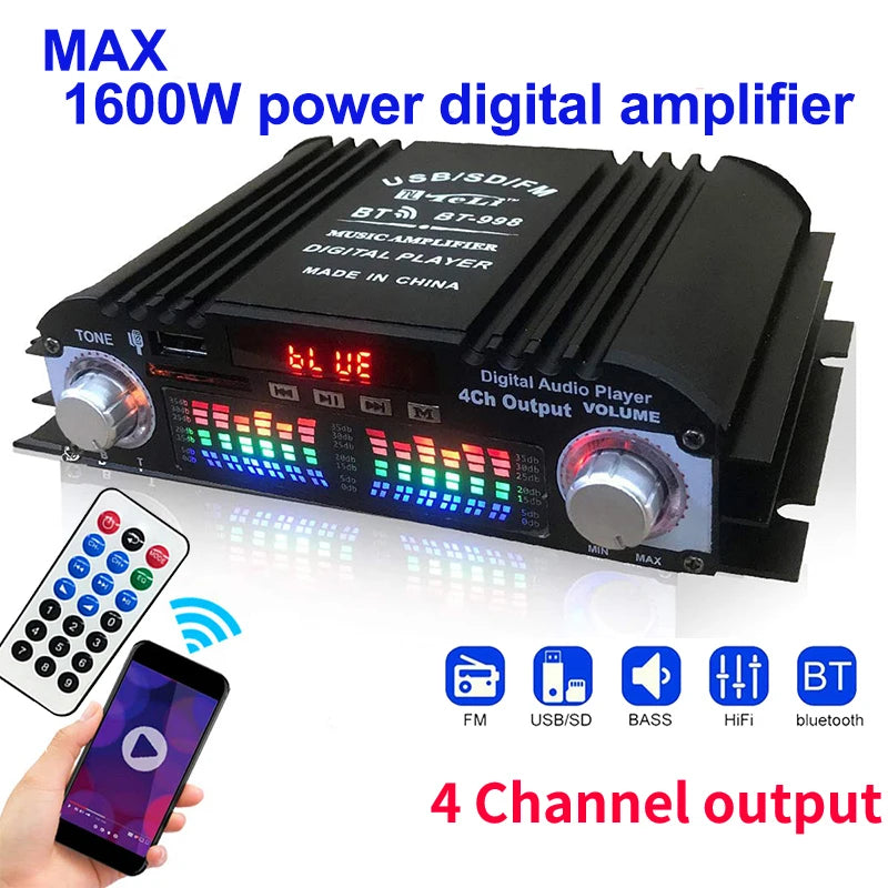 1600W 4-Channel HiFi Digital Audio Amplifier