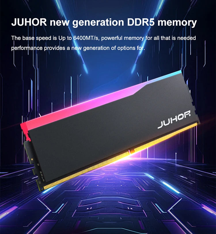 JUHOR RGB DDR5 RAM 16GB 6000/6400MHz PC5 Desktop Memory Module