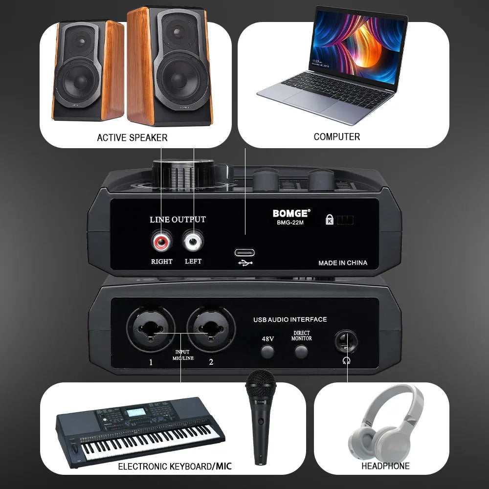 BOMGE Mini 2-Channel USB Audio Interface