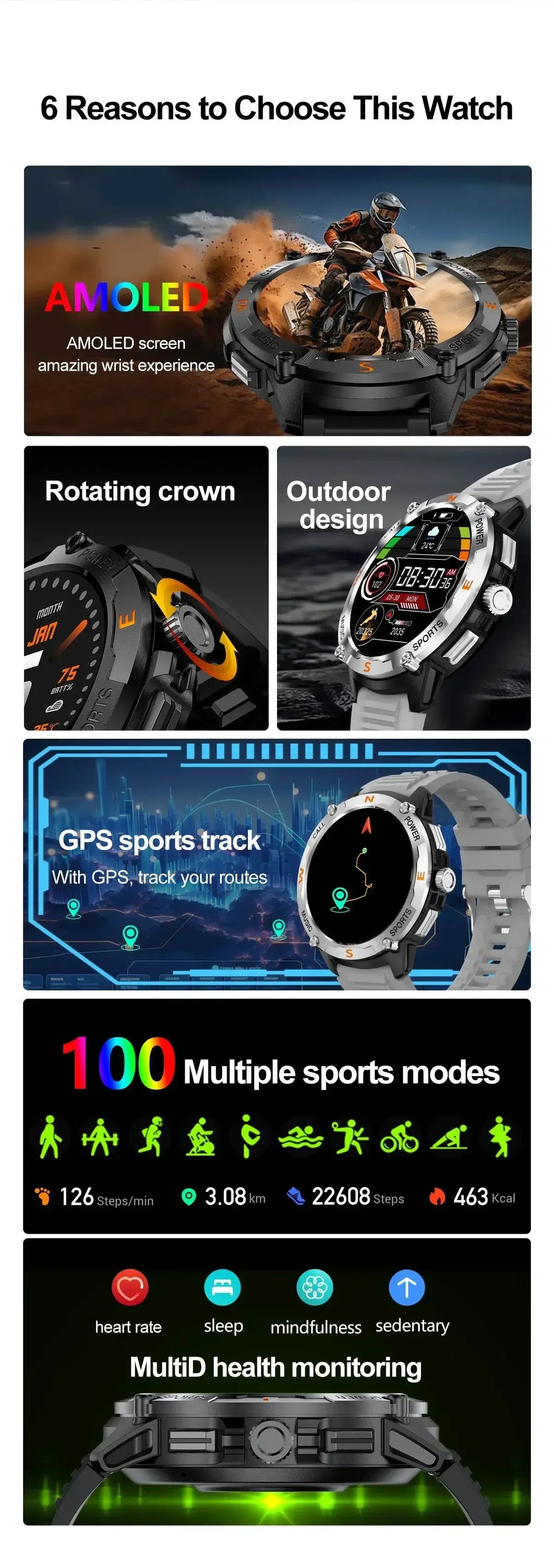 Outdoor Smart Watch – 5 Satellite GPS