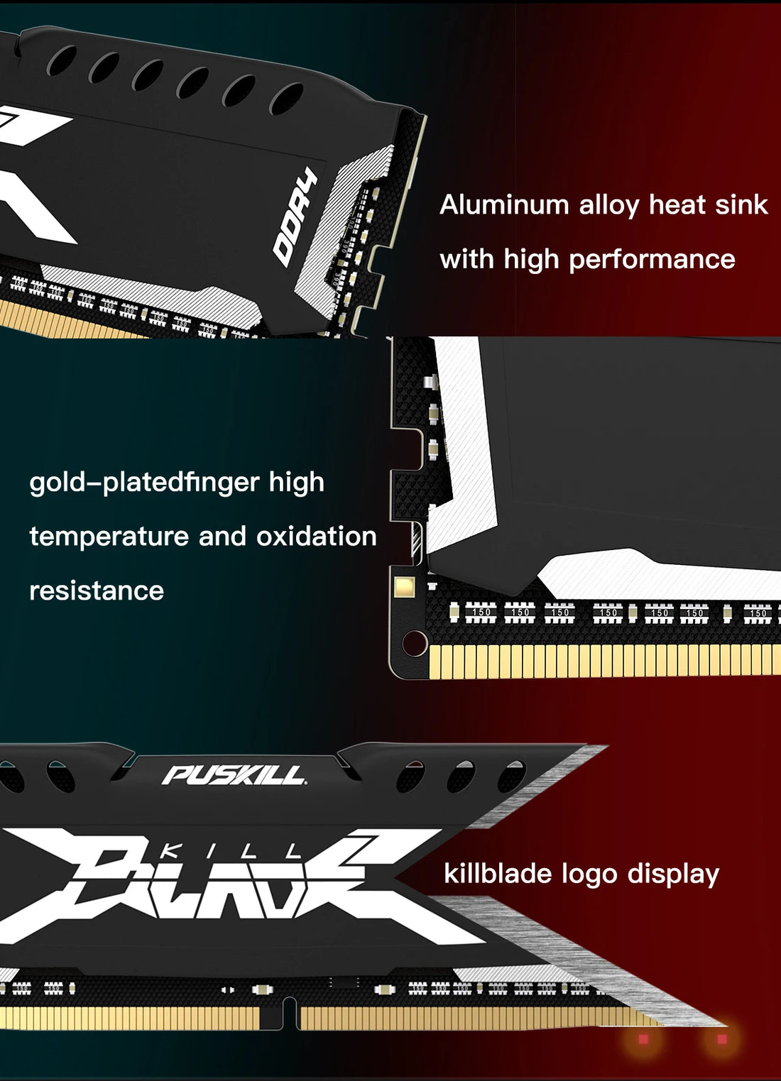 PUSKILL DDR4 Desktop RAM 8GB/16GB 2666MHz–3200MHz UDIMM with Heat Spreader