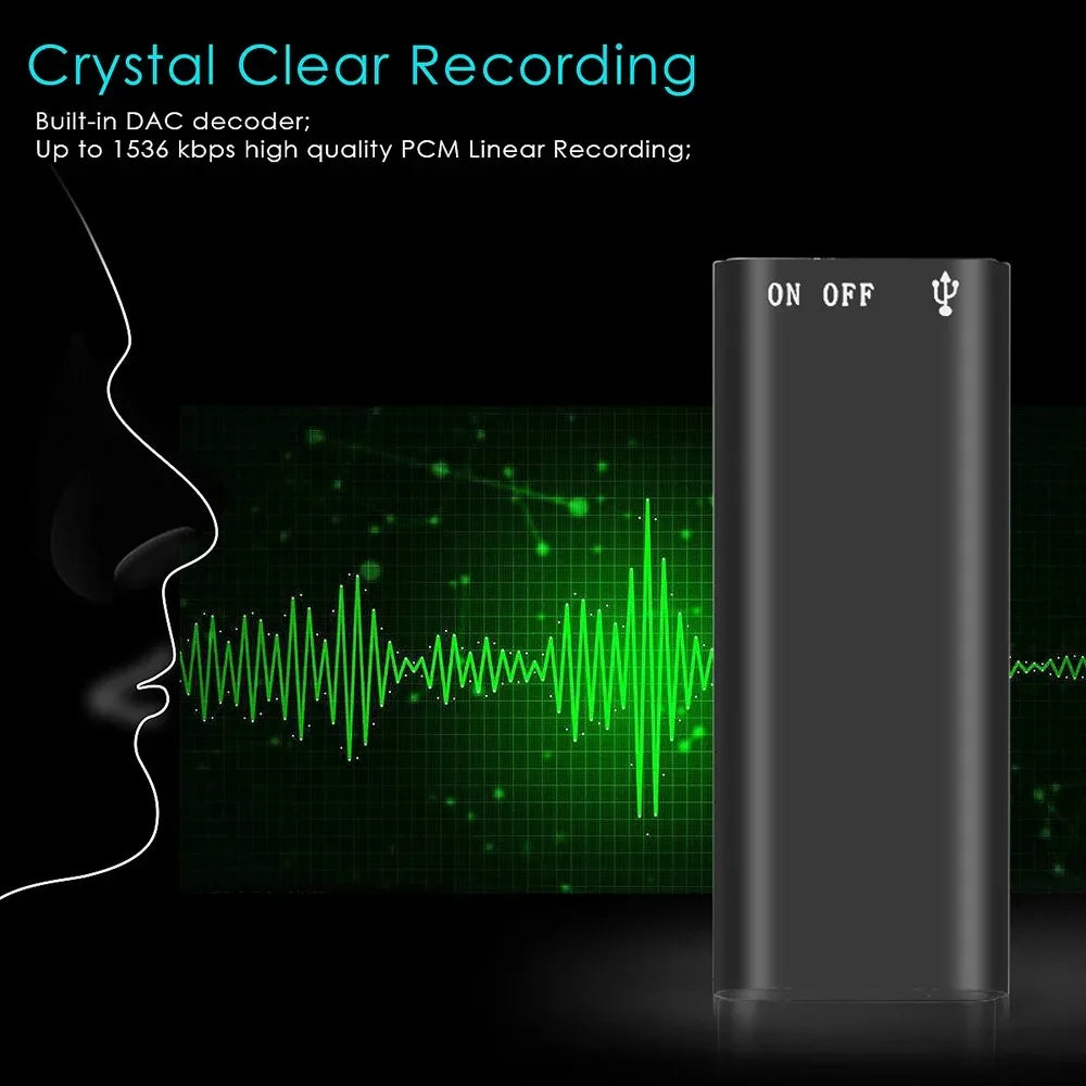 3-in-1 Digital Voice Recorder & MP3 Player – 192Kbps Mini Audio Recorder