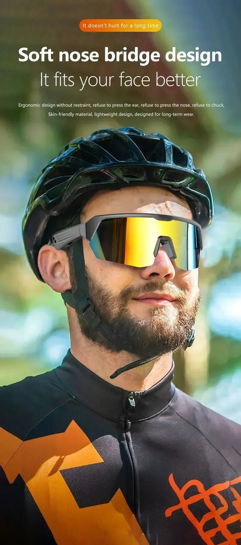 YJ006 Cycling Bluetooth Smart Glasses with Audio Call and Music Headset