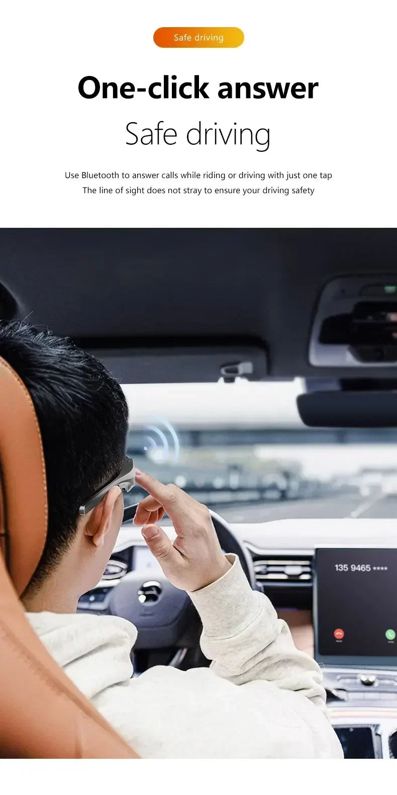 YJ006 Cycling Bluetooth Smart Glasses with Audio Call and Music Headset