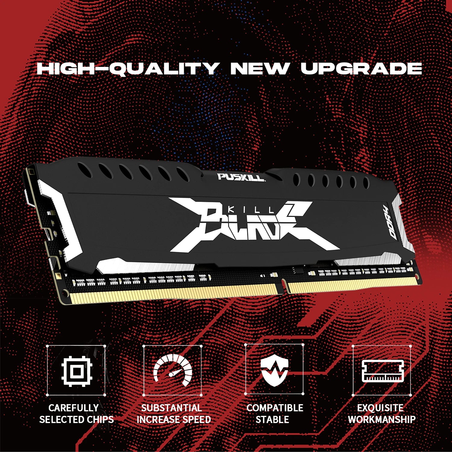 PUSKILL DDR4 Desktop RAM 8GB/16GB 2666MHz–3200MHz UDIMM with Heat Spreader