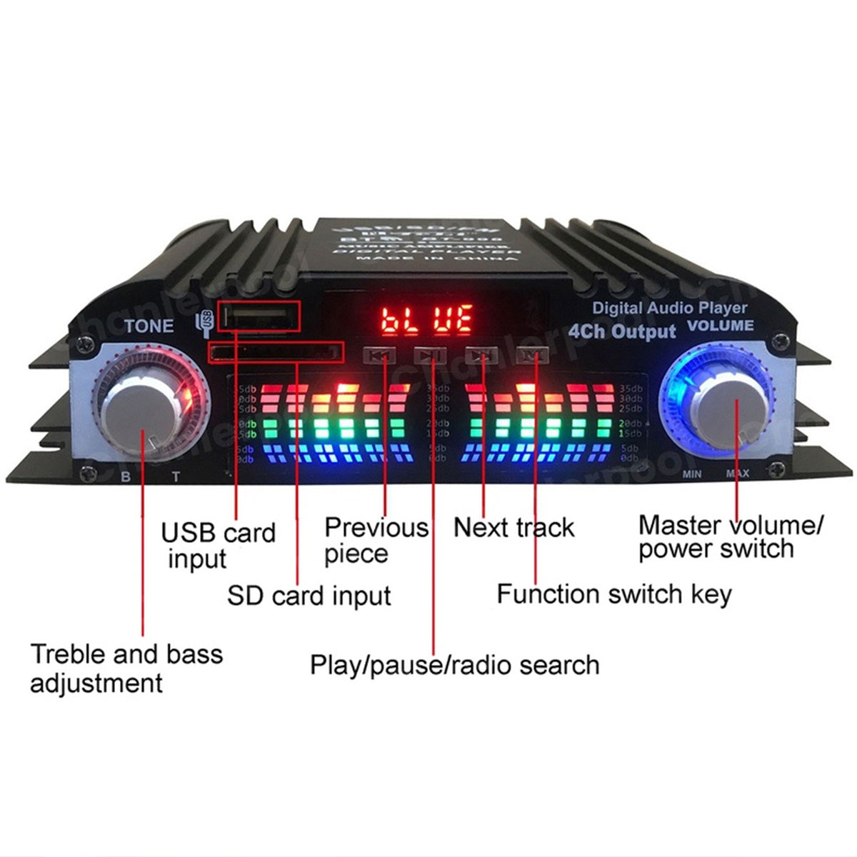 1600W 4-Channel HiFi Digital Audio Amplifier