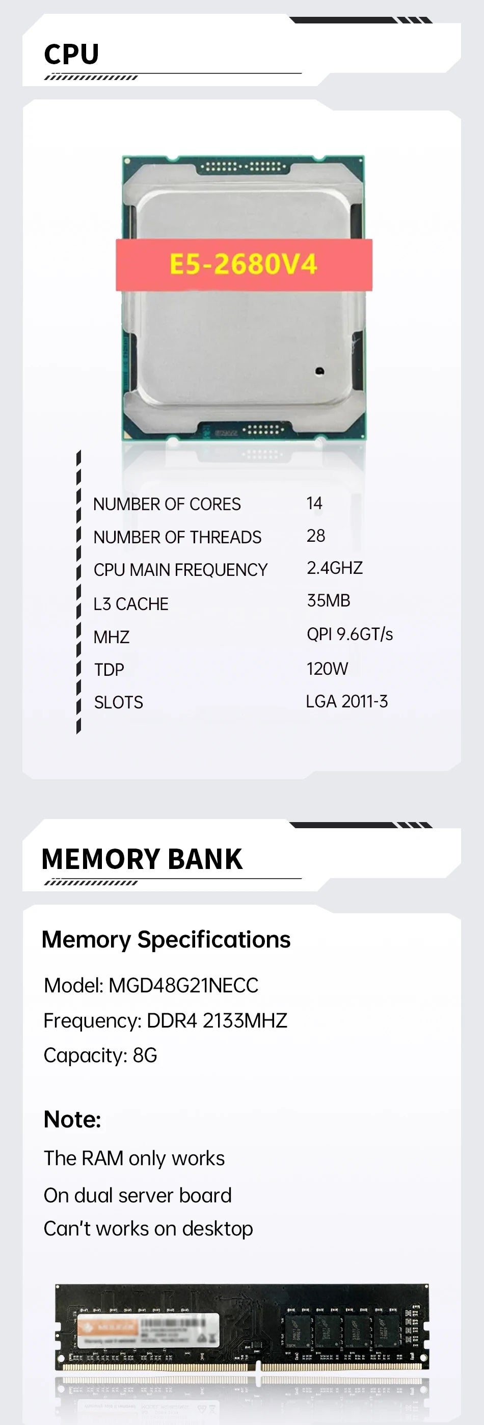 MOUGOL X99 Motherboard Set with Intel Xeon E5-2680 V4
