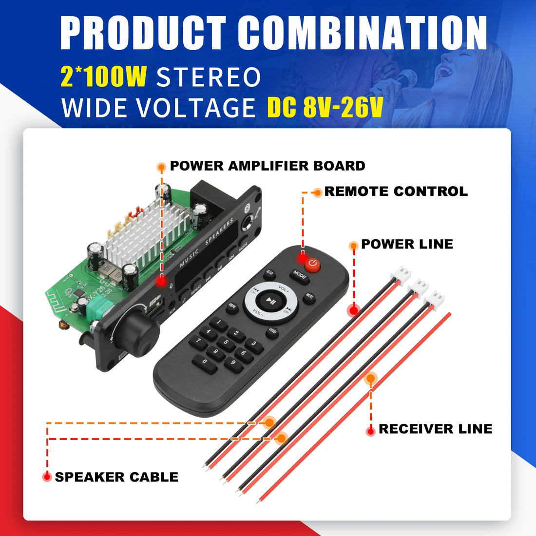 200W Bluetooth Audio Amplifier Board