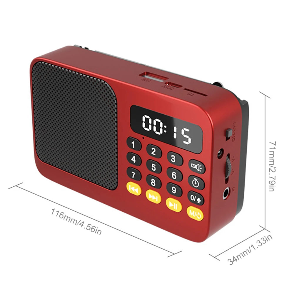 Portable Digital FM Radio Music Player with USB/TF Support and LED Display