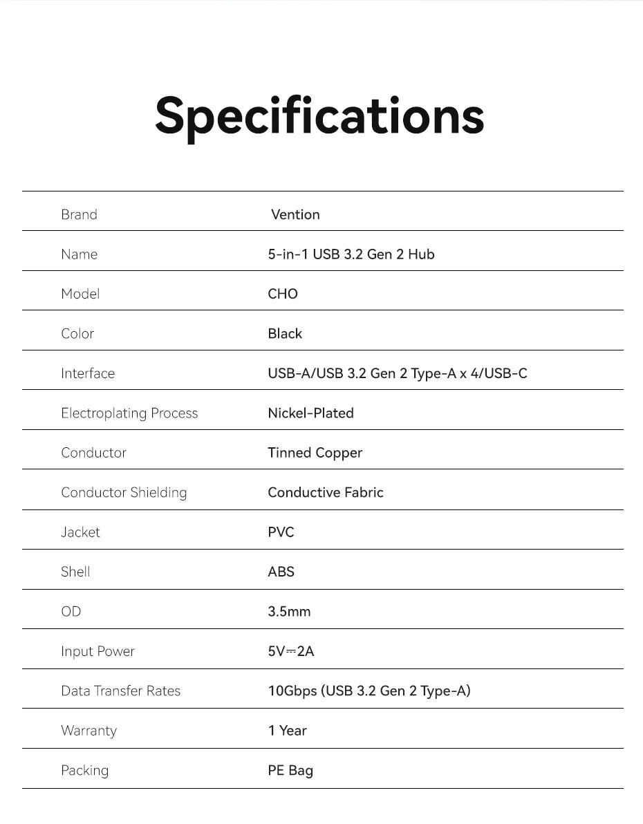 Vention 4-Port USB 3.2 Hub