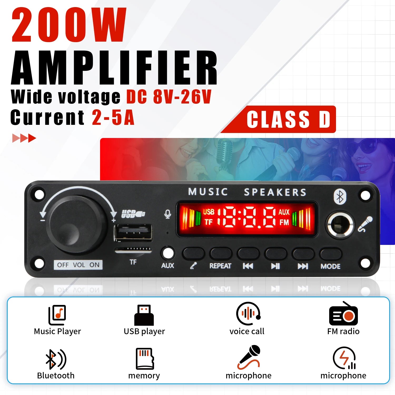 200W Bluetooth Audio Amplifier Board