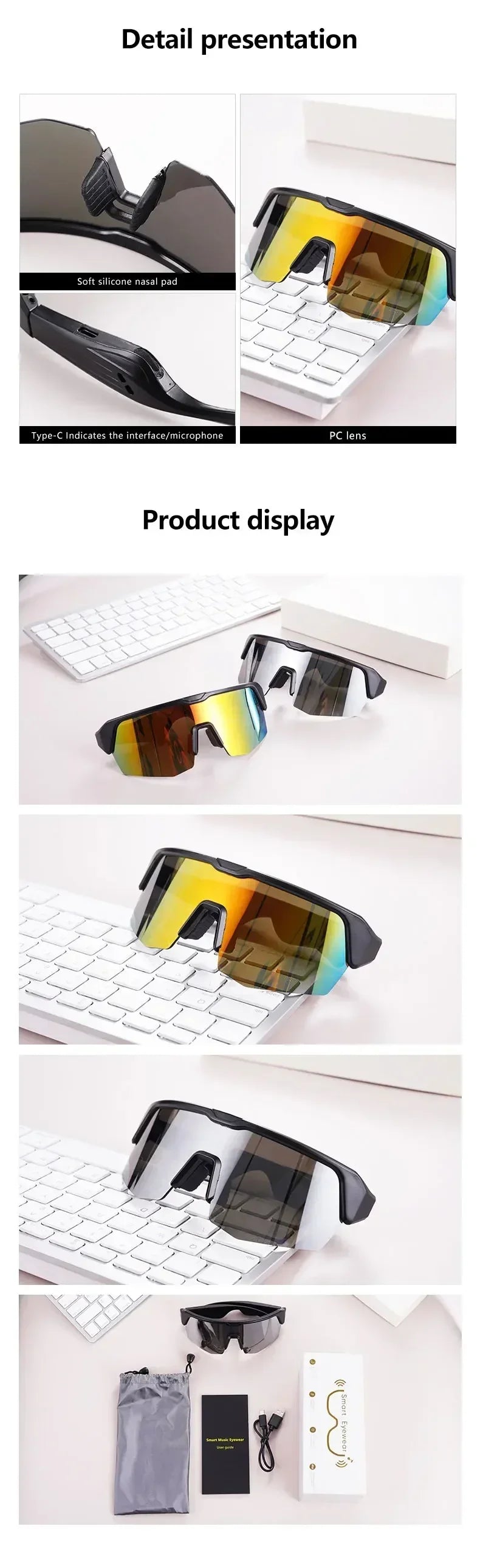 YJ006 Cycling Bluetooth Smart Glasses with Audio Call and Music Headset