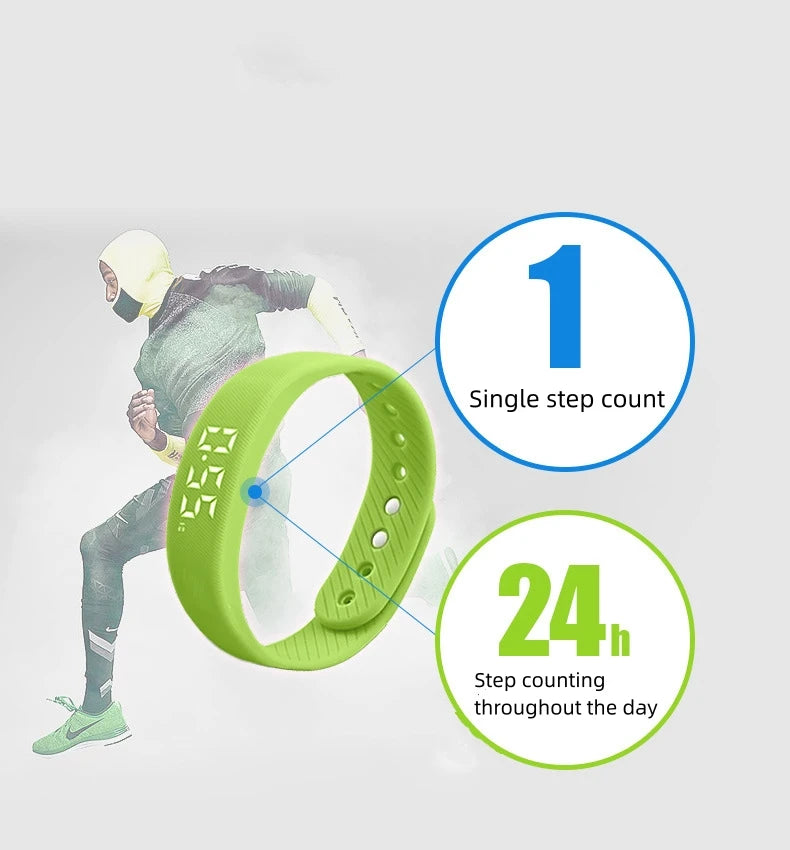 LED Smart Bracelet – Waterproof Fitness Band with Pedometer
