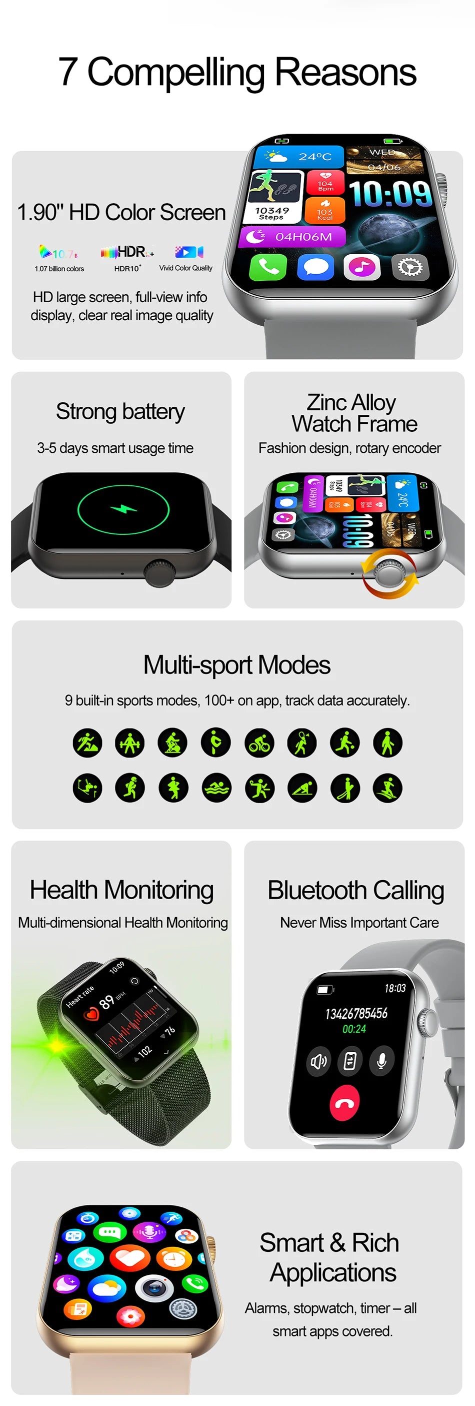 2025 Smart Watch – Full Touch, Bluetooth Call