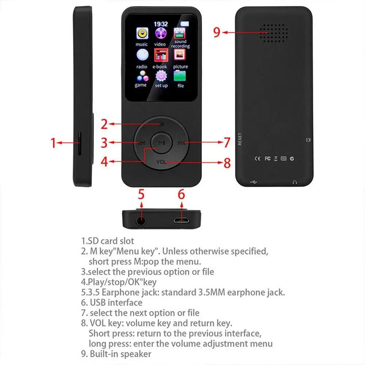 Bluetooth MP4/MP3 Lossless Music Player with TFT LCD