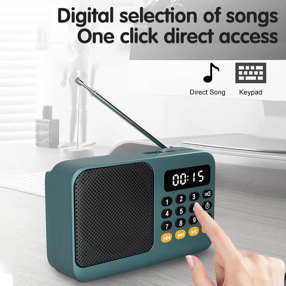 Portable Digital FM Radio Music Player with USB/TF Support and LED Display